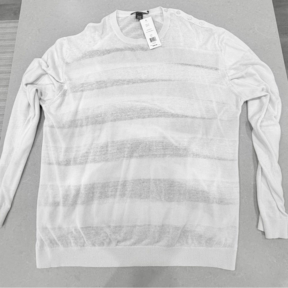 French Connection Light Gray White Crewneck Sweater NWT Men’s XXl